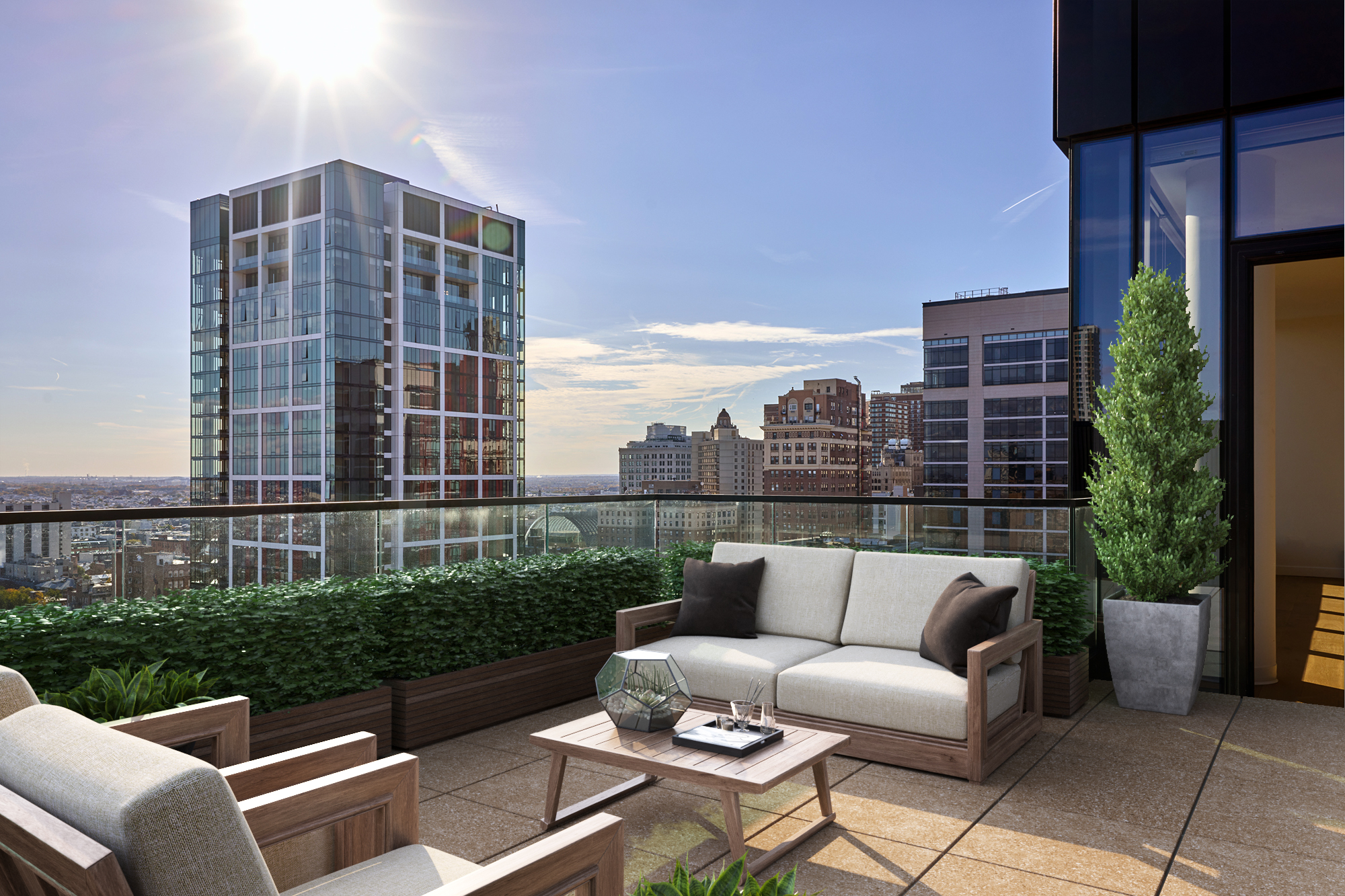 Large terraces with sweeping views.